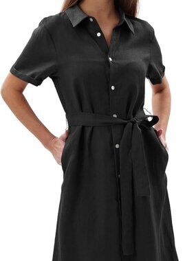 Amazhiyu Women 100% Linen Short Sleeve Button Down with Pockets